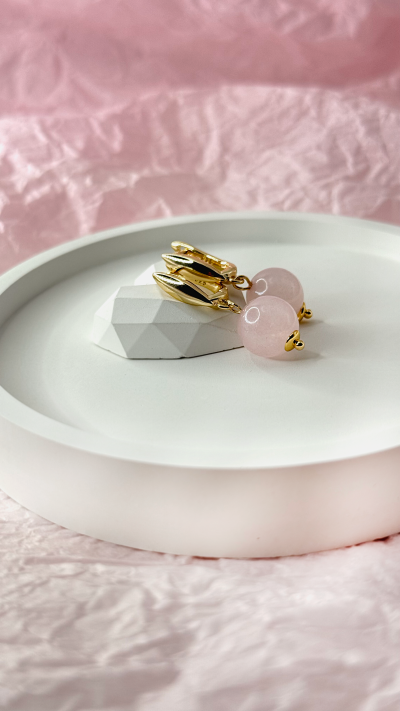 Серьги из розового кварца