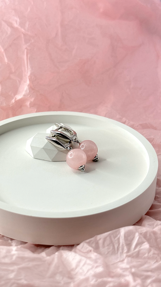 Серьги из розового кварца