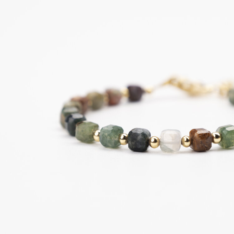 Браслет из индийской яшмы «Кубики» (Золото)