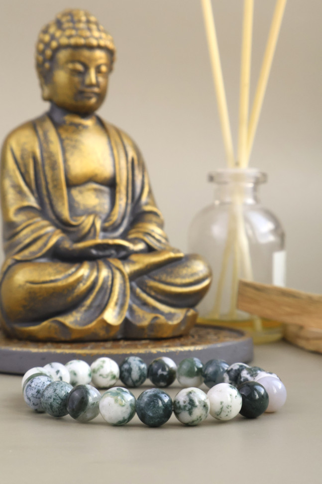 Чакровый браслет Моховый агат Анахата 