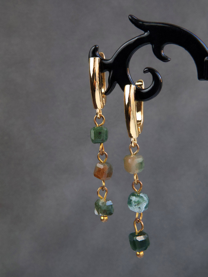 серьги зеленая яшма