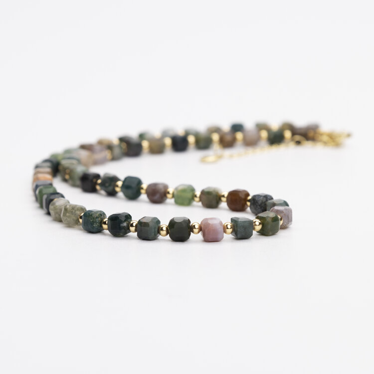 Бусы из индийской яшмы «Кубики» (Золото)