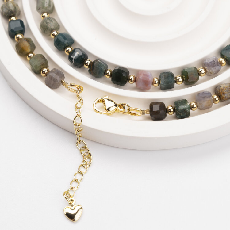 Бусы из индийской яшмы «Кубики» (Золото)