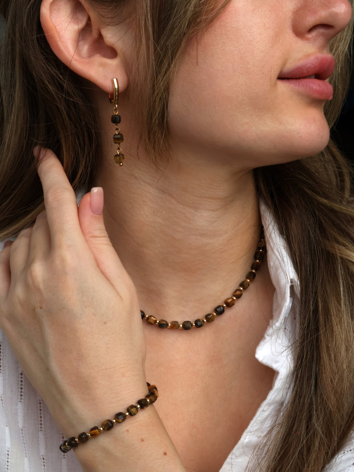 Бусы из натуральных камней Тигровый глаз