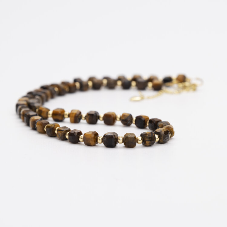 Бусы из тигрового глаза «Кубики» (Золото)