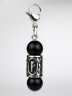 Брелок из натуральных камней черный агат и руна феху