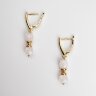 Серьги висячие с натуральным розовым кварцем «Кубики» (Золото)