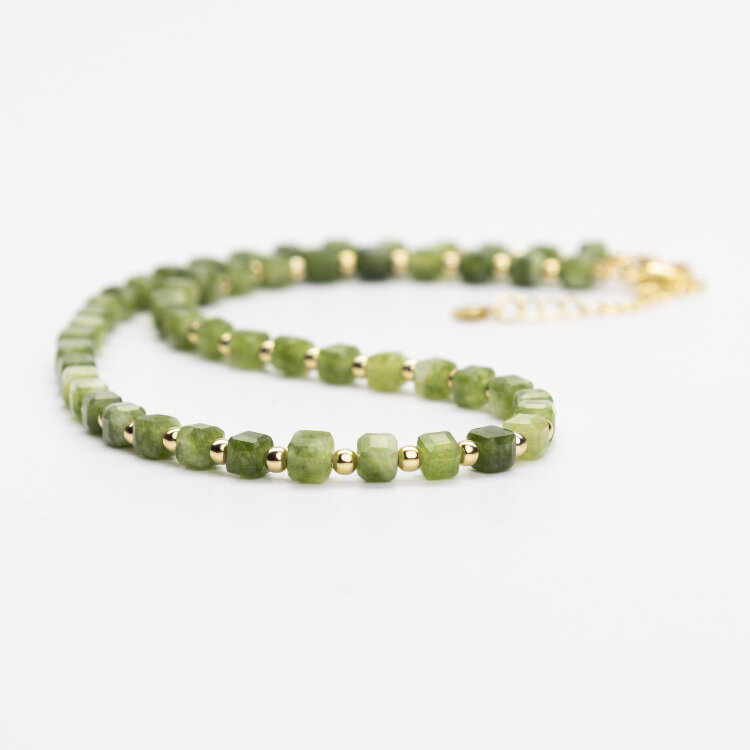 Бусы Нефрит «Кубики» (Золото)