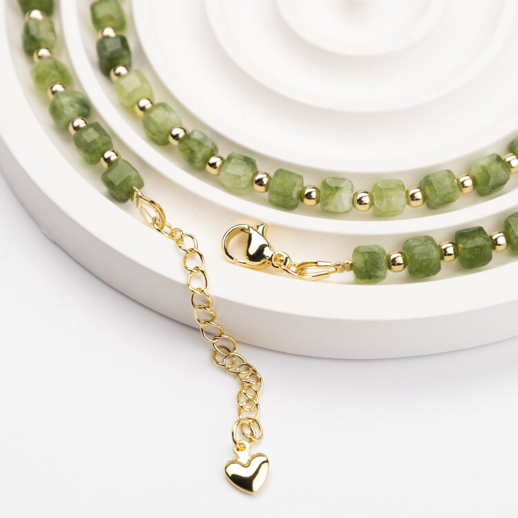 Бусы Нефрит «Кубики» (Золото)